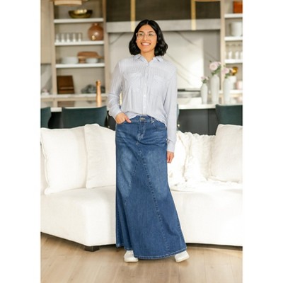 Inherit Jennifer A-Line Long Denim Skirt