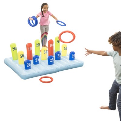 Hearthsong Giant Inflatable Ring Toss Backyard Carnival Game With