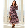 INSPIRE CHIC Women's Long Sleeve Floral V Neck Boho Ruffle Tiered Flowy Chiffon Midi Dress with Pocket - 2 of 3