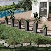 Set of 2 Tall Planters for Outdoor Plants, 24''&32'' Planter Pots, 4 Drainage Holes, Indoor or Outdoor, Black - 3 of 4