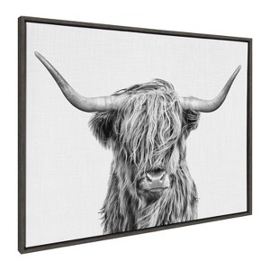 Kate and Laurel Sylvie Highland Cow 2 Framed Canvas by Simon Te of Tai Prints, 28x38, Dark Gray - 1 of 4