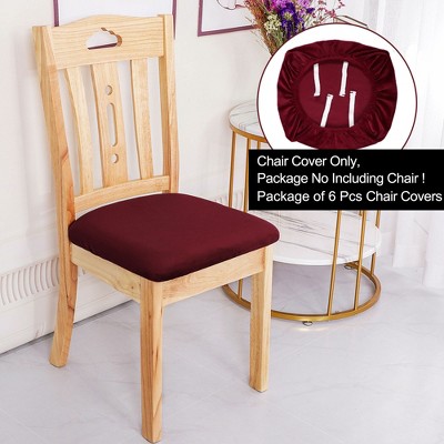 Burgundy Velvet Stretch Dining Chair Slipcovers Set of 6