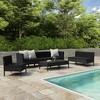 vidaXL 9 Piece Outdoor Lounge Set - Weather-Resistant PE Rattan Patio Furniture with Cushions - Modular Design - Powder-Coated Steel Frame - 2 of 4