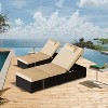 2-Piece Patio Chaise Lounge Set, Outdoor Adjustable Reclining Sun Loungers with PE Wicker & Steel Frame, Water-Resistant Cushions for Poolside, Beach - 4 of 4