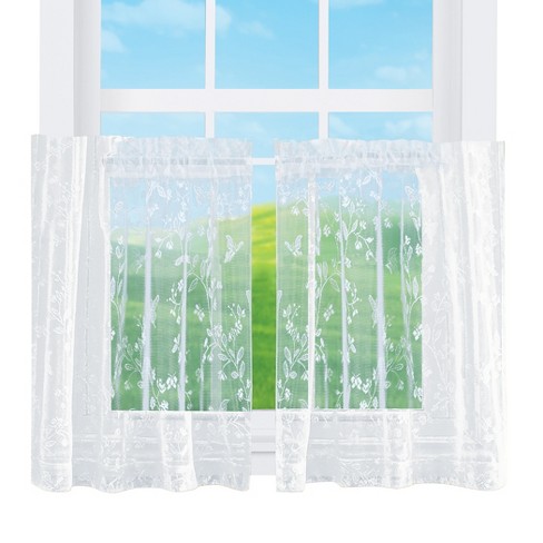 Collections Etc Elegant Isabella Sheer Lace Window Curtains 24