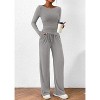 Women's 2 Piece Lounge Sets Asymmetrical Long Sleeve T Shirt Wide Leg Pants Casual Outfits Tracksui - 4 of 4