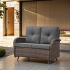 POCASSY 49.5" Wide Outdoor Glider Loveseat, All Weather Brown Wicker Rattan Patio Loveseat Glider for Porch Deck Garden - 2 of 4