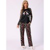cheibear Christmas Deer Print Long Sleeve Black Top Matching Cute Print Pants Family Pajama Set - 2 of 4