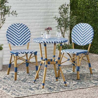 NicBex Outdoor Dining Table Set Bistro Table with Rattan Top & Chairs,Patio Furniture Bistro Set for Garden,Backyard,Poolside