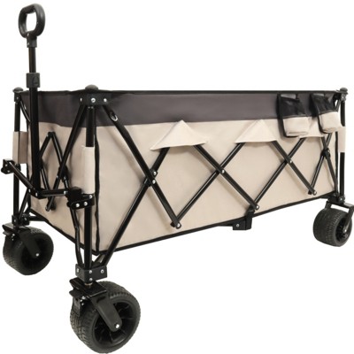 BEAFUP Heavy-Duty Foldable Utility Wagon with 480lbs Capacity & 7 All-Terrain Wheels,Collapsible Storage Cart for Camping, Beach,Outdoor