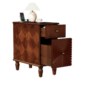 LIVAREEmlen 2 Drawers Modern Sofa Side Table, Narrow Side Table, Slim Nightstand for Living Room, Bedroom - 1 of 4