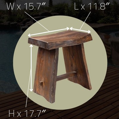 Nordic Teak  Rustic Shower and Bath Stool with Curved Seat - Brown