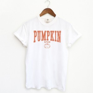Simply Sage Market Women's Pumpkin Spice Varsity Short Sleeve Garment Dyed Tee - 1 of 2
