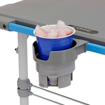 Gray Adjustable Steel Outdoor Camping Table with Storage