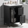 24" Bathroom Vanity with Ceramic Sink, Moru Glass Cabinet, Two Drawers, Adjustable Shelf, Solid Wood & MDF Construction for Small Bathrooms - 3 of 4