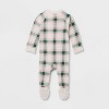 Baby Plaid Ribbed Holiday Matching Family Footed Pajama - Wondershop™ Cream - 2 of 4