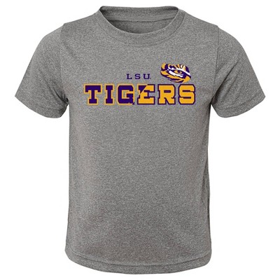 Ncaa Lsu Tigers Boys' Heather Gray Poly T-shirt : Target