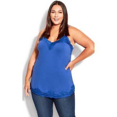 Women's Plus Size Lace Cami Top - blue | AVENUE