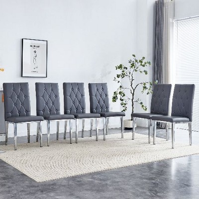 CAVINAS Velvet Armless Chairs, Dining Chairs with Metal Legs, Grid and Buckle Design for Kitchen, Conference Room, Living Room