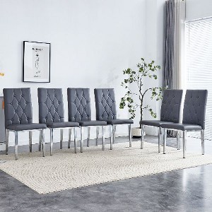 CAVINAS Velvet Armless Chairs, Dining Chairs with Metal Legs, Grid and Buckle Design for Kitchen, Conference Room, Living Room - 1 of 4