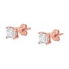 Haus of Brilliance 14K Rose Gold Plated Silver 1/2 Cttw Princess-Cut Square Diamond Stud Earrings - 4 of 4