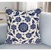 HomeRoots 22" Beige and Indigo Floral Cotton Throw Pillow With Embroidery - 2 of 4