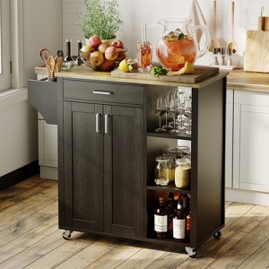Jojoka Mobile Rolling Island Cart for Kitchen, Kitchen Island with Storage - 1 of 4