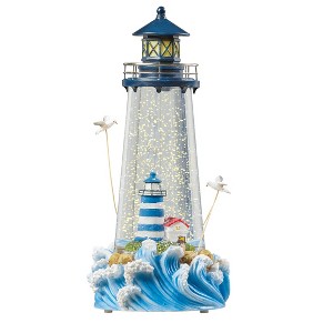 Collections Etc LED Lighted Hand-Painted Lighthouse Water Glitter Globe Blue - 1 of 2