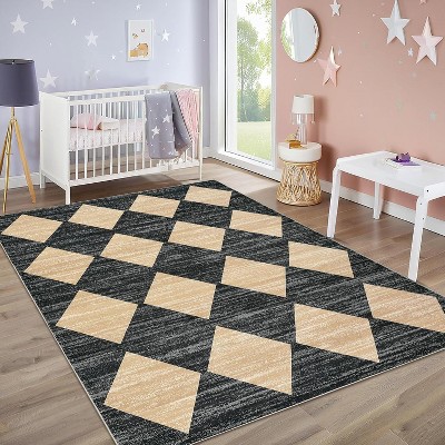 Washable Runner Area Rug, Non Slip Non Shedding Print Carpet, Modern Stain Resistant Foldable Soft Door Mat for Kitchen Hallway