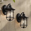 John Timberland Markham Modern Nautical Outdoor Wall Light Fixtures Set of 2 Textured Black 10 1/2" Clear Seedy Glass for Post Exterior Barn Deck Home - 2 of 4