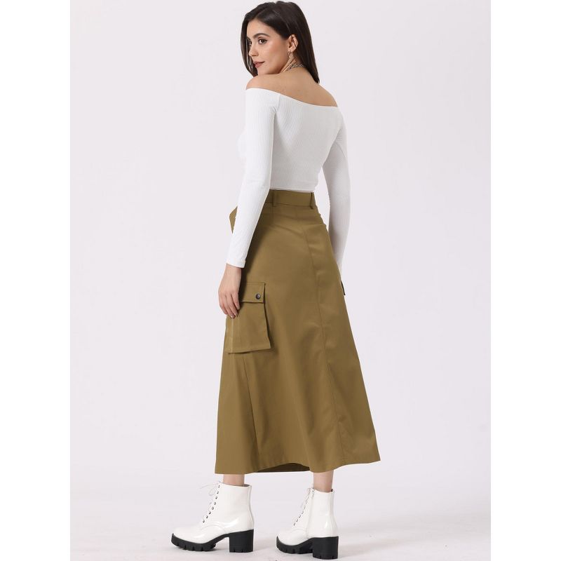 Allegra K Women's Midi Trendy Y2K Zip High Waisted Straight Long Skirt, 3 of 6