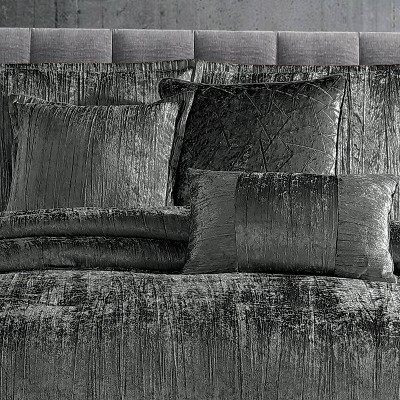 Charcoal King Crinkle Velvet 7-Piece Comforter Set