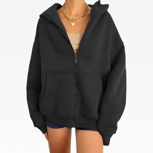Womens Zip Up Hoodie Fleece Warm Tops Oversized Sweatshirts Fleeced Boyfriend Fit Hoodie Winter Fashion Sweatshirts Trendy Outfits - 1 of 3