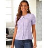 INSPIRE CHIC Women's Plaid Puff Short Sleeve Button Down Peter Pan Collar Shirt - 2 of 4