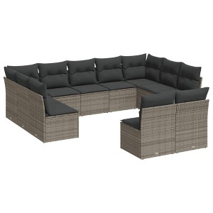 vidaXL Garden Sofa Set Gray Poly Rattan Medium Modular Garden Sofa Set - 1 of 4