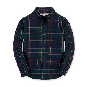 Hope & Henry Boys' Organic Long Sleeve Stretch Poplin Shirt, Scottish Plaid, Small - 1 of 3