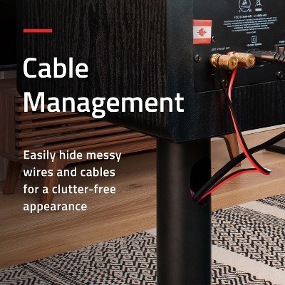 Matte Black Adjustable Floor Speaker Stands with Cable Management