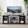 70" Large TV Stand with Faux Stacked Stone Surround, Media Console Table with Spacious Storage Cabinet, TV Desk Storage Rack, Entertainment Center - 2 of 4