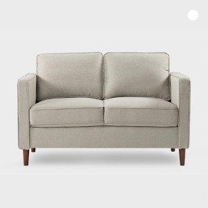 Best Price Mattress Hana Modern Linen Fabric Loveseat with Armrest Pockets Sand Gray : Upholstered Polyester, Eucalyptus Frame - 1 of 4