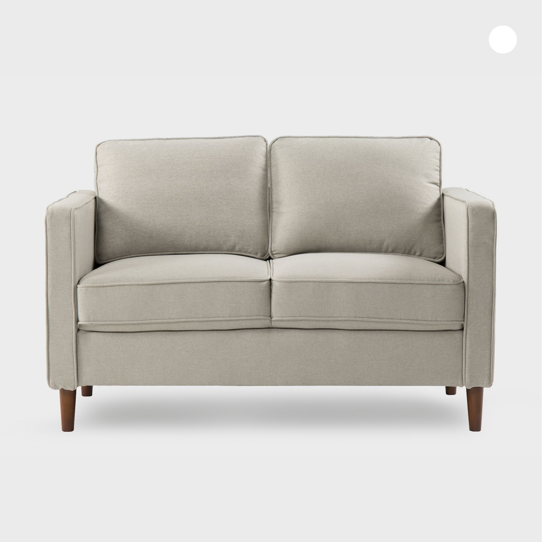 Best Price Mattress Hana Modern Linen Fabric Loveseat with Armrest Pockets Sand Gray : Upholstered Polyester, Eucalyptus Frame
