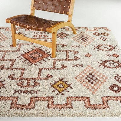 Burnt Orange Rectangular Shag Rug for Kids, 5'3" x 7'