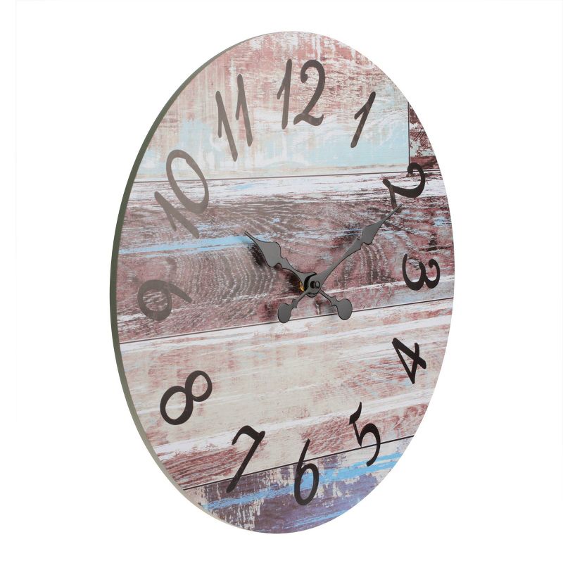 Round Rustic Wall Clock Brown - Stonebriar Collection, 3 of 9