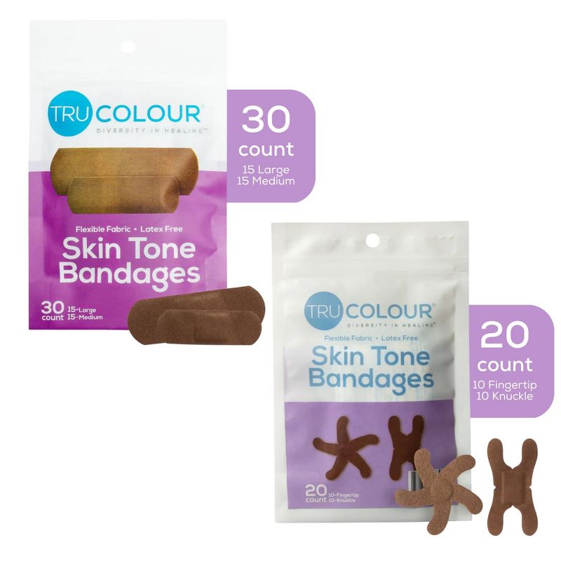 Tru-Colour Skin Tone Shade Adhesive Bandage Assorted Shapes, Dark Brown, 4 of 9