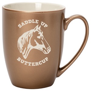 100 North Horse 10 Ounce Bronze Metallic Finish, Comfortably Fits Your Hands, New Bone China Coffee Tea Cup Mug, Saddle Up Buttercup - 1 of 1