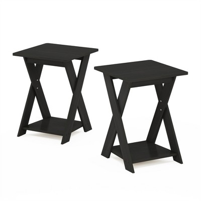 Furinno Modern Simplistic Criss-Crossed End Table,Espresso, Set of 2