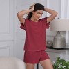 Women's Lace Short Sleeve Pajama Top & Drawstring Pajama Shorts  - Cupshe - 2 of 4