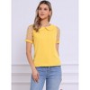 INSPIRE CHIC Women's Vintage Peter Pan Collar Puff Polka Dots Mesh Short Sleeve Blouse - 3 of 4