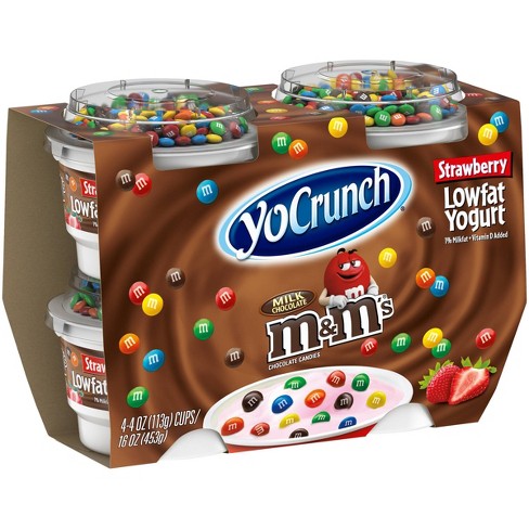 Yocrunch Low Fat Strawberry With M&ms Yogurt - 4ct/4oz Cups : Target