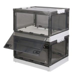 NewHome"2-Pack Collapsible Storage Bins with Double Doors, Lid, Rolling Wheels for Clothes, Toys & Books"Brown - 1 of 4