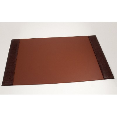 Bey-Berk Faux leather Desk Pad with Side Rail 20" x 34" Brown (D1423)